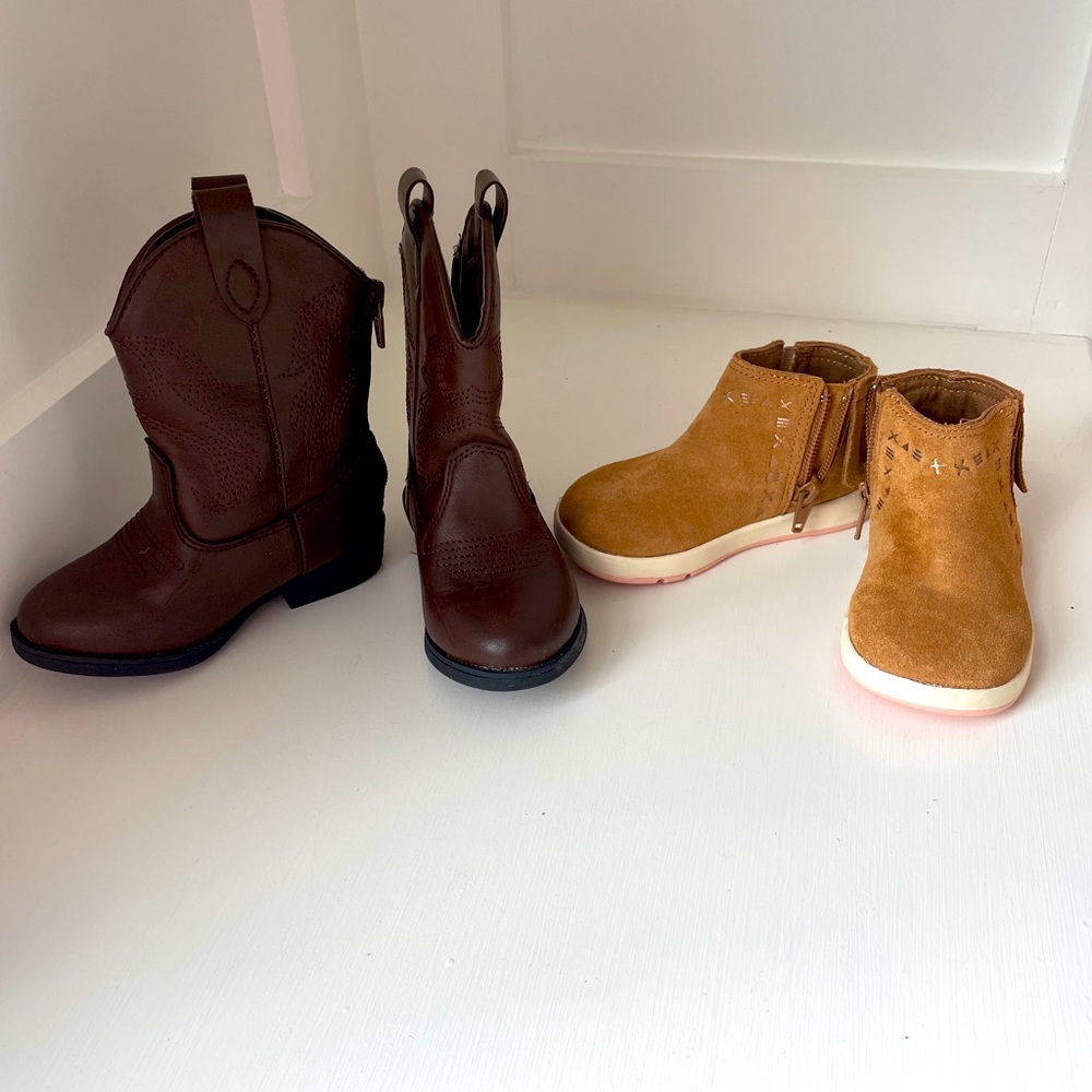 Lot of size 6 boots. Two pair. Toms booties and Target cowboy boot.